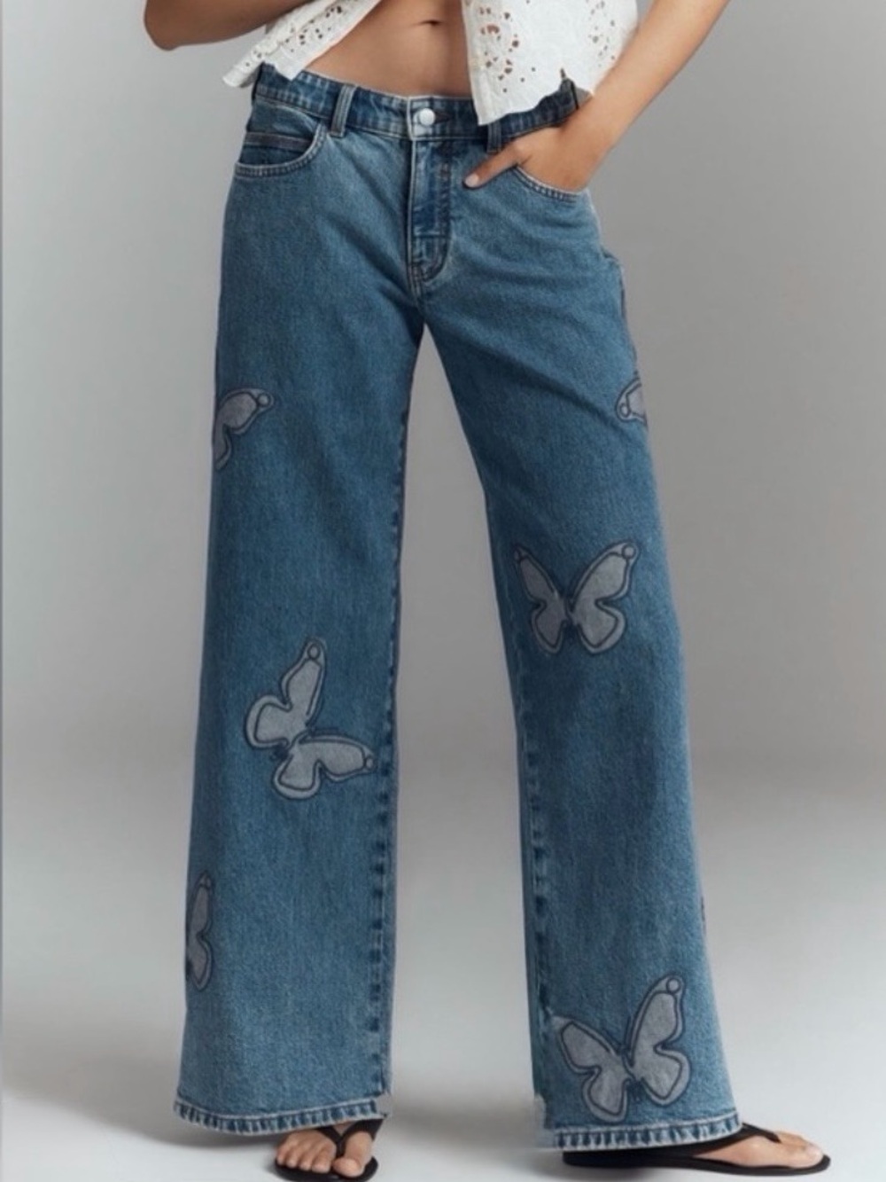Anthropologie Pilcro Butterfly Low-Slung Wide-Leg Jeans Size 33 - Picture 14 of 14